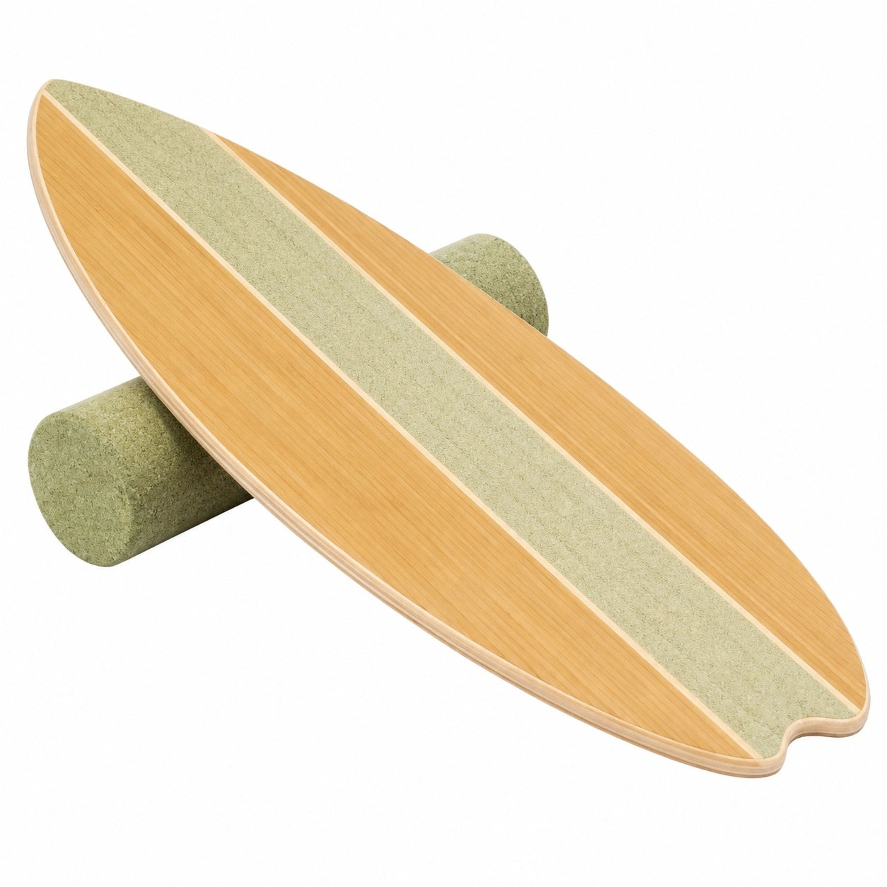 Balance Board aus Holz mit Korkrolle für Gleichgewichtstraining - 75x30 cm, Braun/Beige