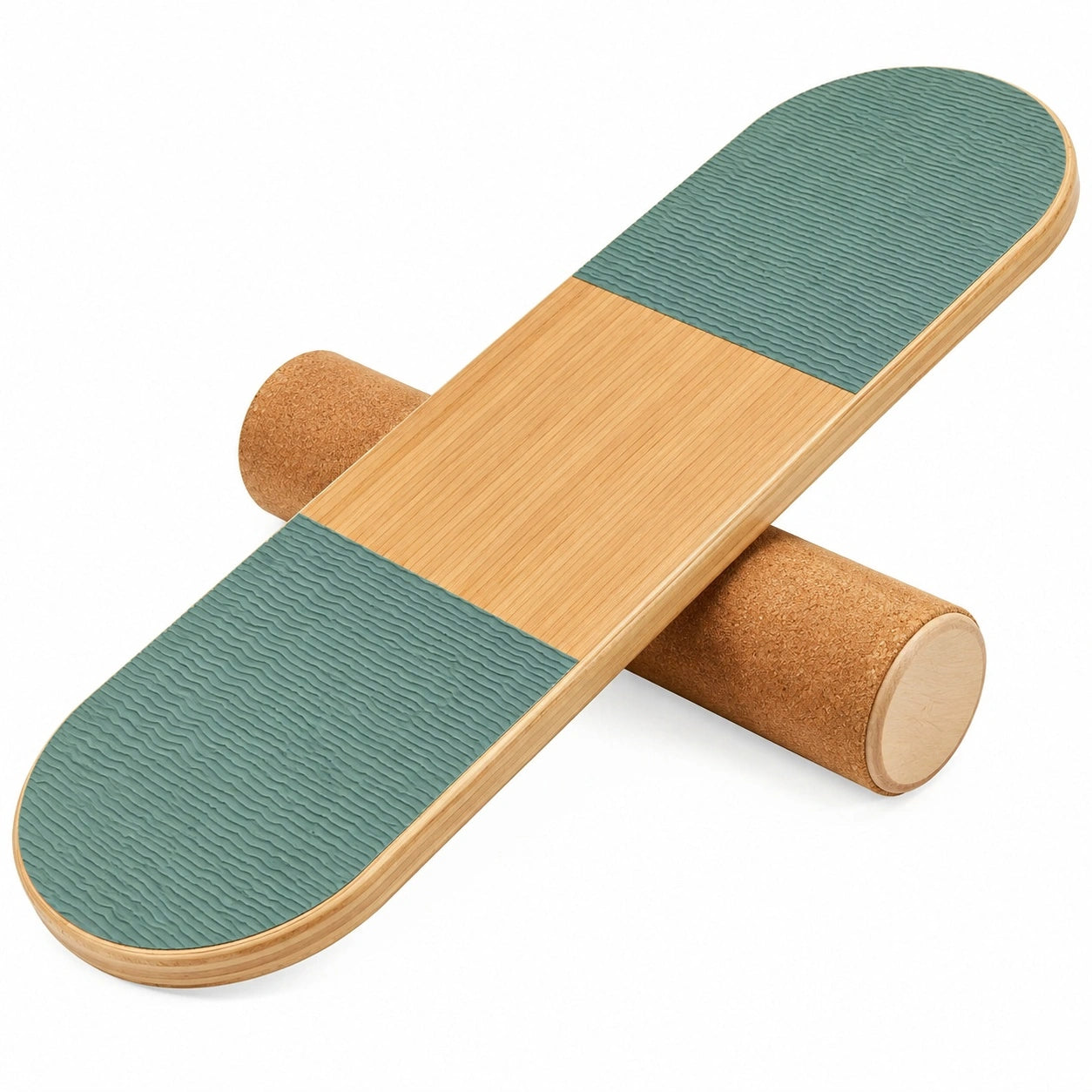 Balance Board aus Holz mit Korkrolle und Anti-Rutsch Oberfläche, Blau