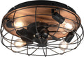Reality Leuchten Ventilator Trondheim R61105032, einem Durchmesser von 48 cm, Fernbedienung, Timer, Metall Schwarz matt/Holzfarbig, exkl. 4x E27