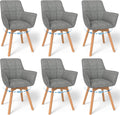 WAFTING 6er Set Drehbare Esszimmerstühle Stuhl, 360 Drehstuhl mit Armlehnen Holzbeinen