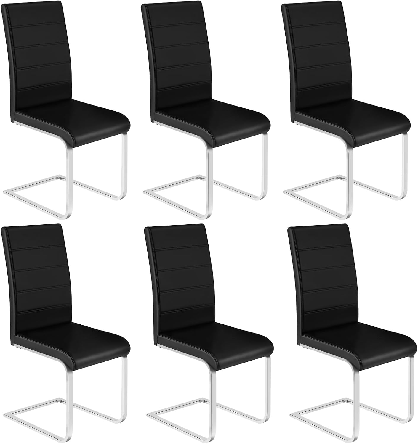 WOLTU Esszimmerstühle 6er Set, Schwingstuhl, Freischwinger Stuhl, Kunstleder, BH378sz-6