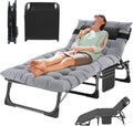 MOPHOTO klappbare Outdoor-Sonnenliege, 5 Positionen, 1200D-Oxford-Gewebe, Stahlrahmen, bis 227 kg, Kopfkissen und Seitentasche