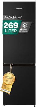 HEINRICHS Kühl-Gefrierkombination in Inox-Schwarz, 269 l, 197 l Kühlen/71 l Gefrieren, 39 dB, Klasse E, 180 × 55 cm