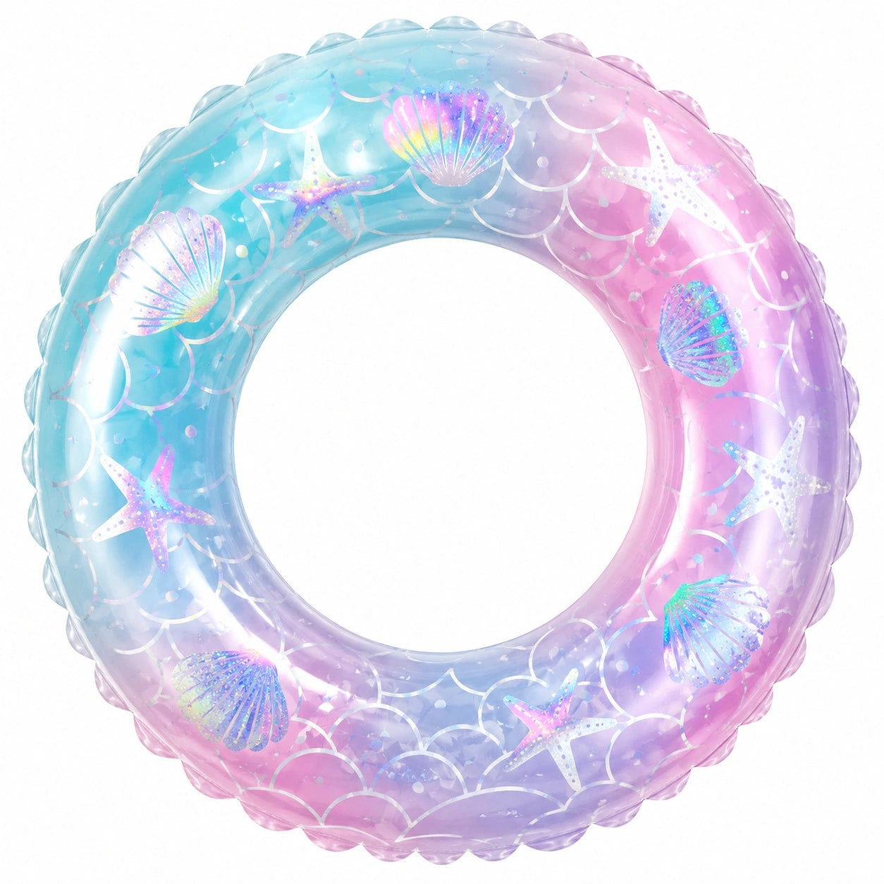 Aufblasbarer Schwimmring im Meerjungfrau-Design, Blau/Rosa/Lila, 90 cm