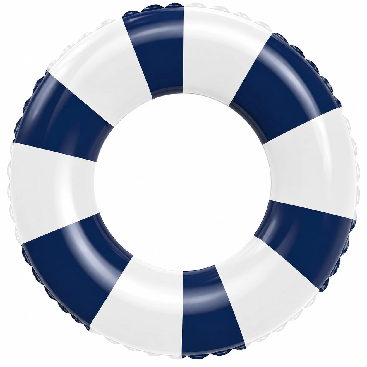 Aufblasbarer Schwimmreifen mit maritimem Design in Blau und Weiß