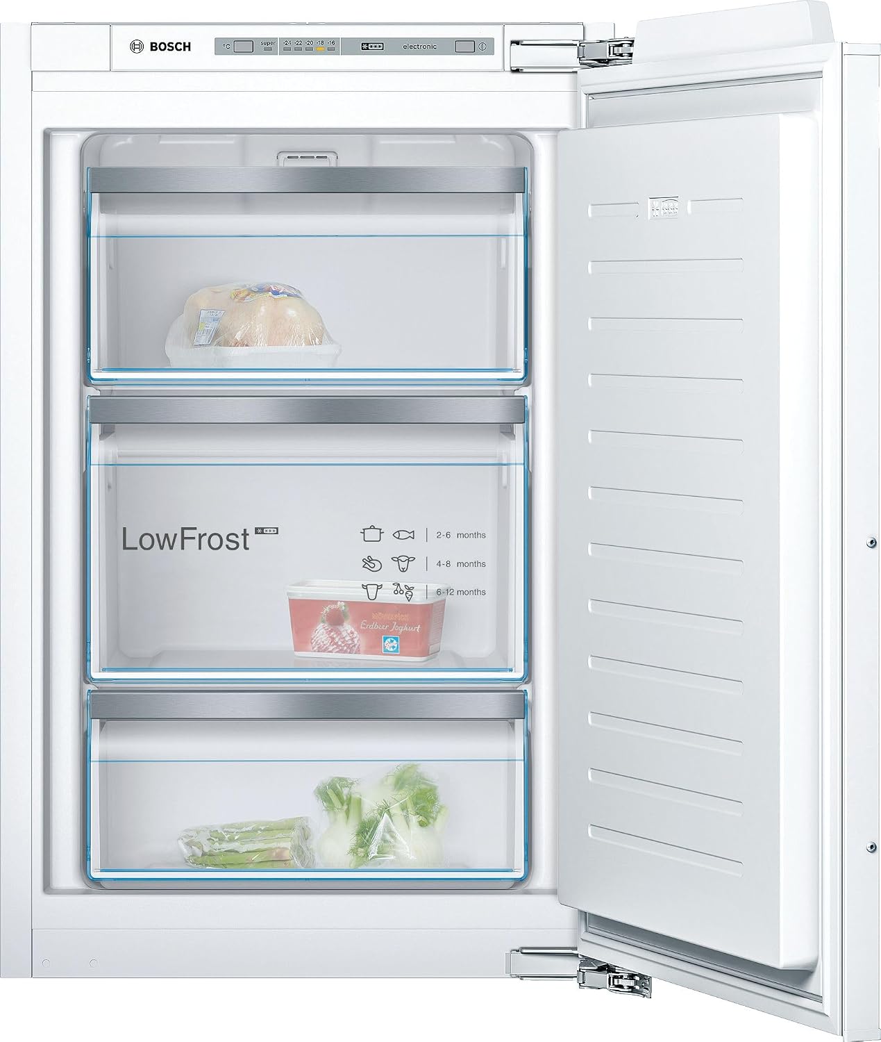 Bosch GIV21AFE0 Serie 6 Einbau-Gefrierschrank, 88 × 56 cm Nische, Stauraum, BigBox Platz für großes Gefriergut