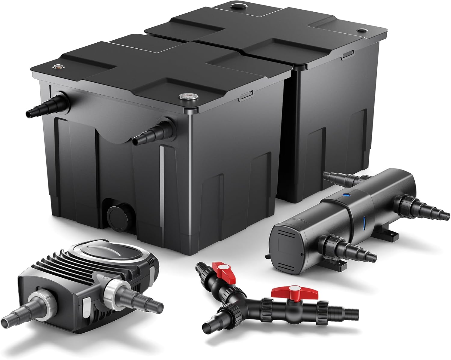 SunSun Komplettset: CBF-550 Teichfilter bis 60000 L Teichfilteranlage als, NEO10000 SuperECO Teichpumpe 10000l/h 80 W, 60.000 l