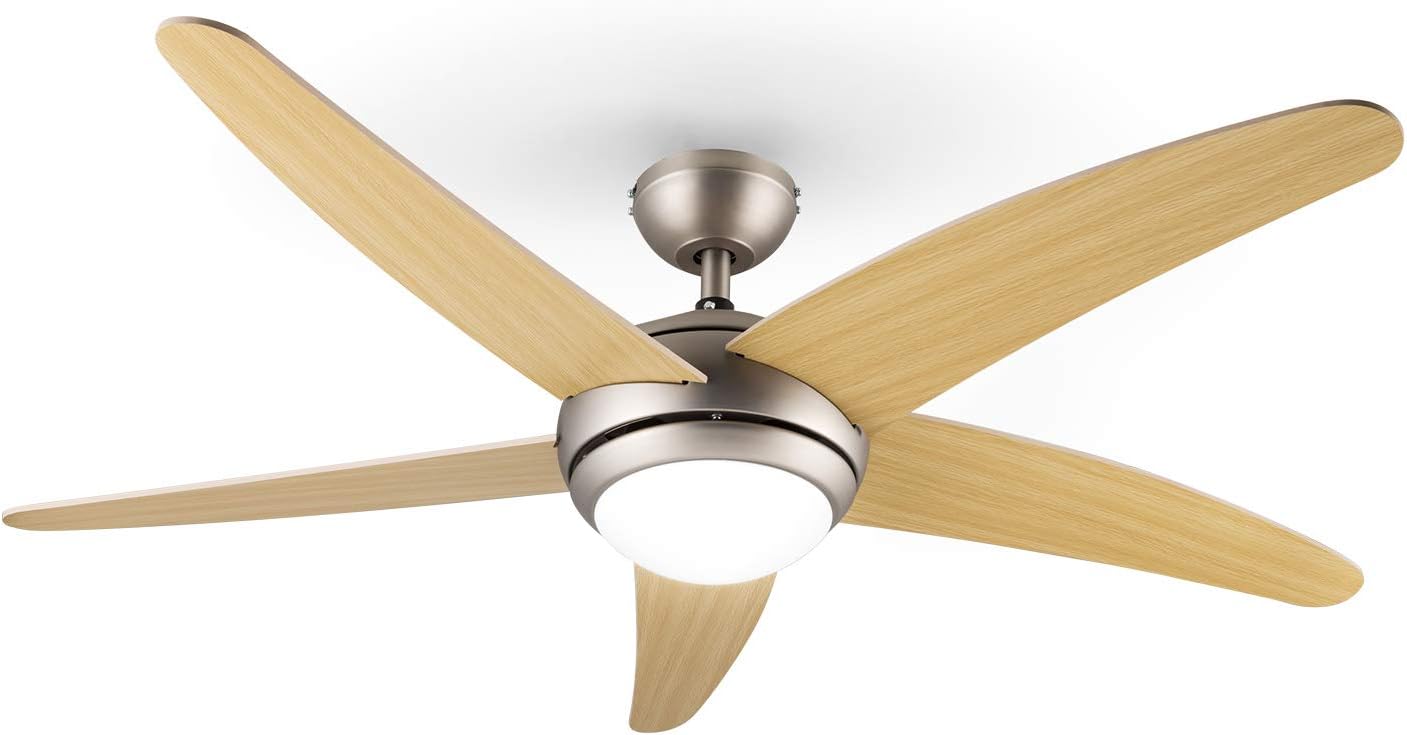 Klarstein Bolero - 2-in-1-Deckenventilator, 2-in-1-Deckenventilator 134 cm durchmessender Ventilator, Leuchte 55 W Leistung, 50 dB, Fernbedienung