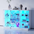 Lvifur Glasvitrine LED Beleuchtung und Glastüren Schrank, Display Cabinet mit Intelligente Sensorik, LED-Beleuchtung