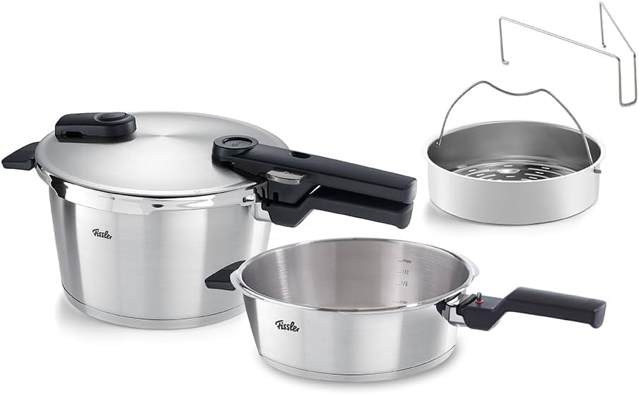 Fissler Vitaquick /Schnellkochtopf-Set 2-teilig, 22 cm (Schnellkochtopf 4,5 L + Schnellbratpfanne 2,5 L, 2-Garstufen
