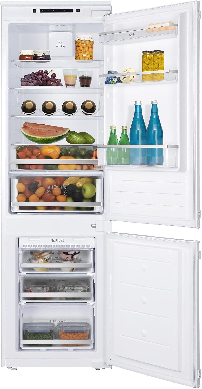 Amica EKGCS 387 931 / Kühl-Gefrierkombination, 3 Gefrierschubfächer/Inverter-Motor, NoFrost, LED-Beleuchtung, Stauraum, Kühl-Gefrierkombination