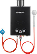 CAMPLUX BW158BC-DE Tankless Gasdurchlauferhitzer mit Regenhaube, 6 Liter, 12kW, 50mbar