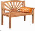 MR. DEKO Gartenbank, 2-Sitzer 120 × 60 × 94 cm, Holzbank mit Lehne, Sitzbank Teak massiv & wetterfest Garten Balkon Terrasse, wetterbeständig