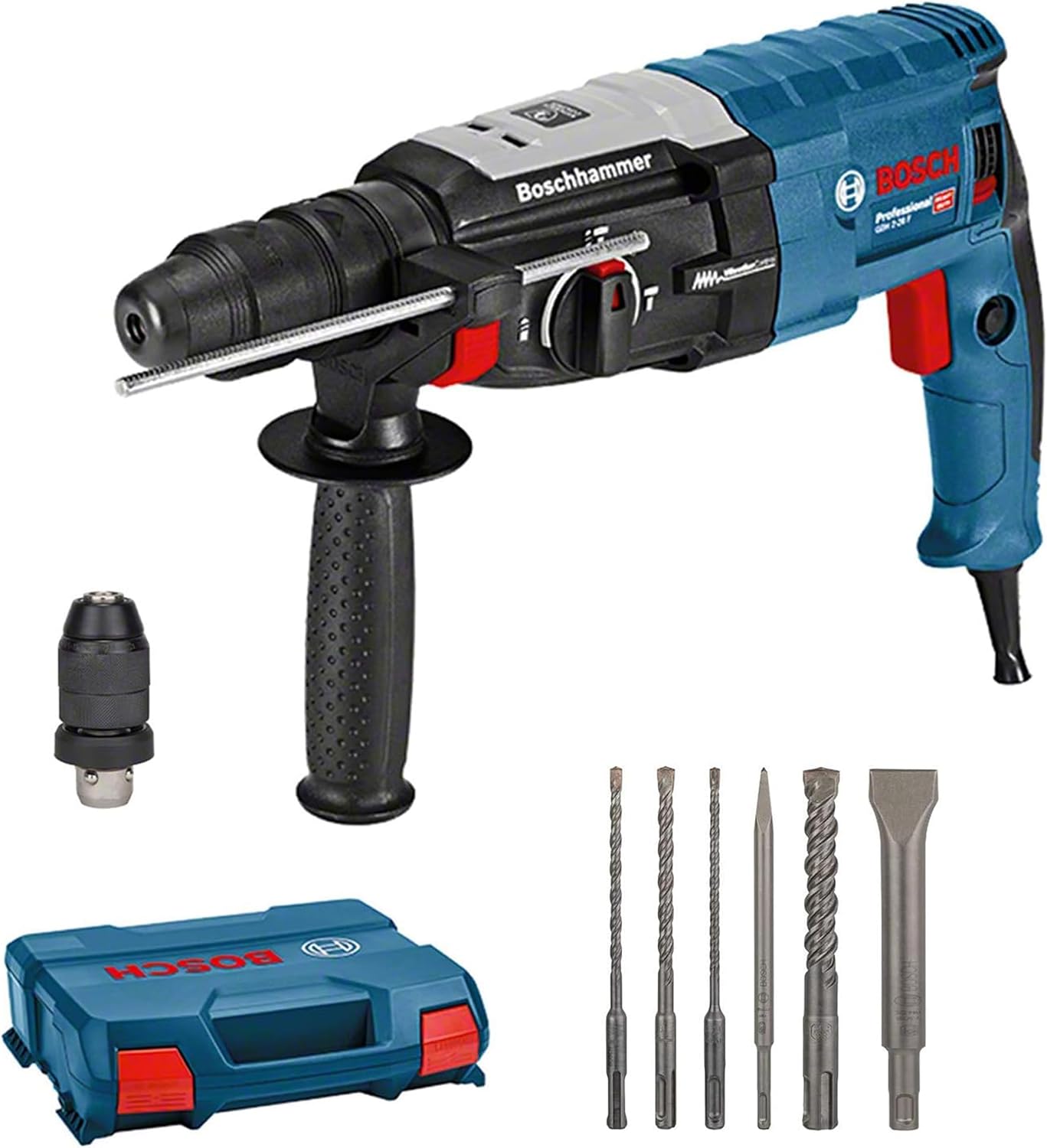 Bosch Professional Bohrhammer GBH 2-28 F (Leistung 880 Watt, Bohr-Ø Beton max: 28 mm, 6tlg. Bohr-Meißel-Set