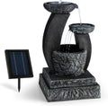 blumfeldt Fantaghiro Zierbrunnen mit Wasserspiel Tisch, 3 W Solarpanel, 250 Liter, LED-Beleuchtung, 3 Ebenen
