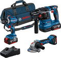 Bosch Professional 18V System Akku-Combo Kit: GSB 18V-45 + Winkelschleifer, 800 W, GAL 18V-40