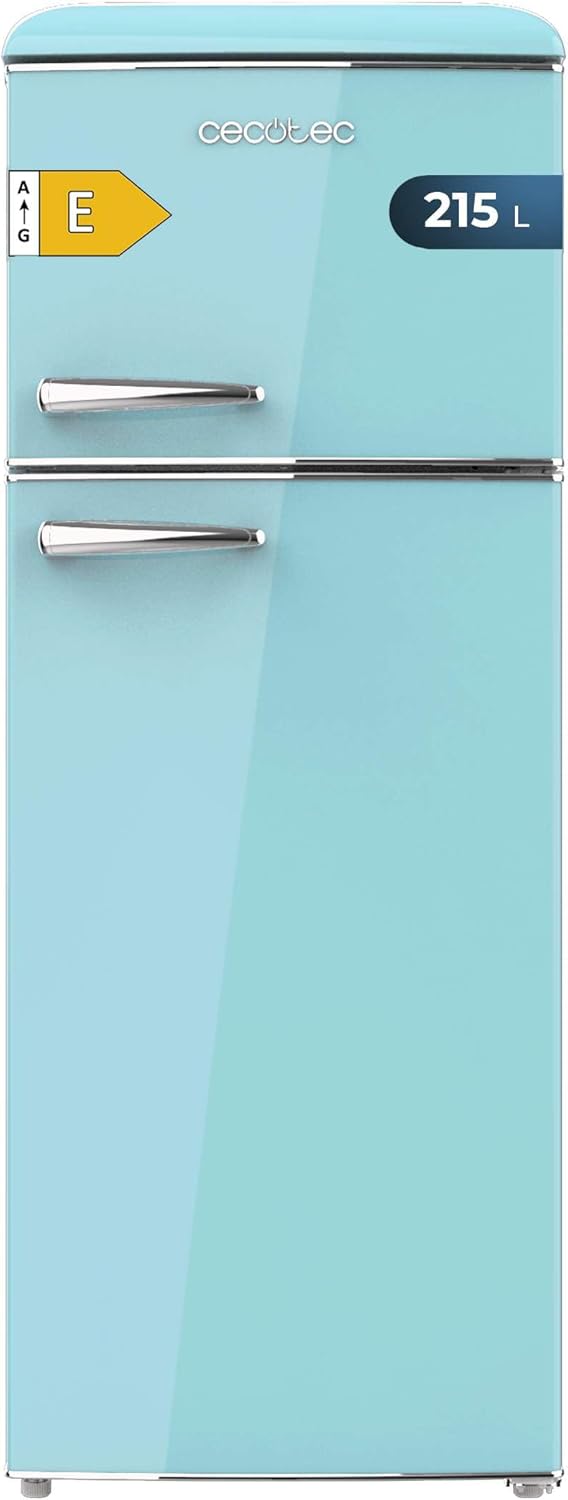Cecotec Retro-Kühlschrank, Fassungsvermögen: 215 l, Höhe: 148,2 cm, LED, Stauraum