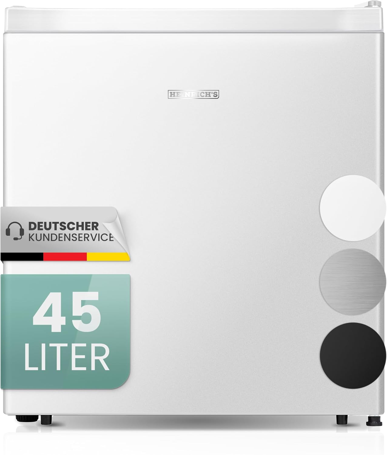 HEINRICHS Getränkekühlschrank 45L klein kompakt leise: 39 db mit, Welche Lautstärke hat der HKB 4188 W?, 39 dB, Tisch-Kühlschrank