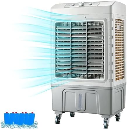 Verdunstungskühler, tragbar, 3-Gang-Klimaanlage-Lüfter mit 120-Schwingung, 60 L, Innen-Sumpfkühler für Raum, effiziente Kühlung mit Eisboxen