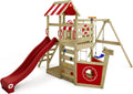 WICKEY Spielturm Klettergerüst SeaFlyer mit Schaukel & roter Rutsche