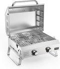 onlyfire Tischgasgrill 2 Edelstahlbrennern, 4.7 kW, Grillfläche 46 × 35 cm, einem 46 × 35 CM, 52,7 L