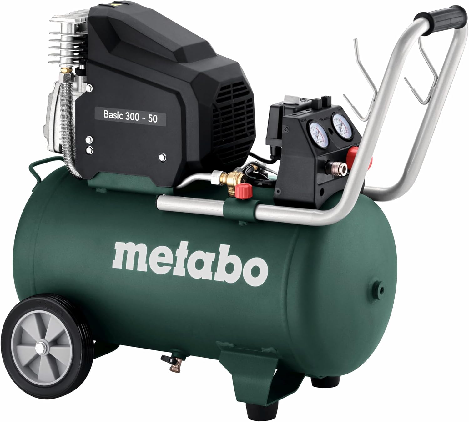 metabo Kompressor Basic 300-50-150 l/min Füllleistung, 50 l Kesselgröße, 300 l/min Ansaugleistung, 1,8 kW, 74 dB, Display