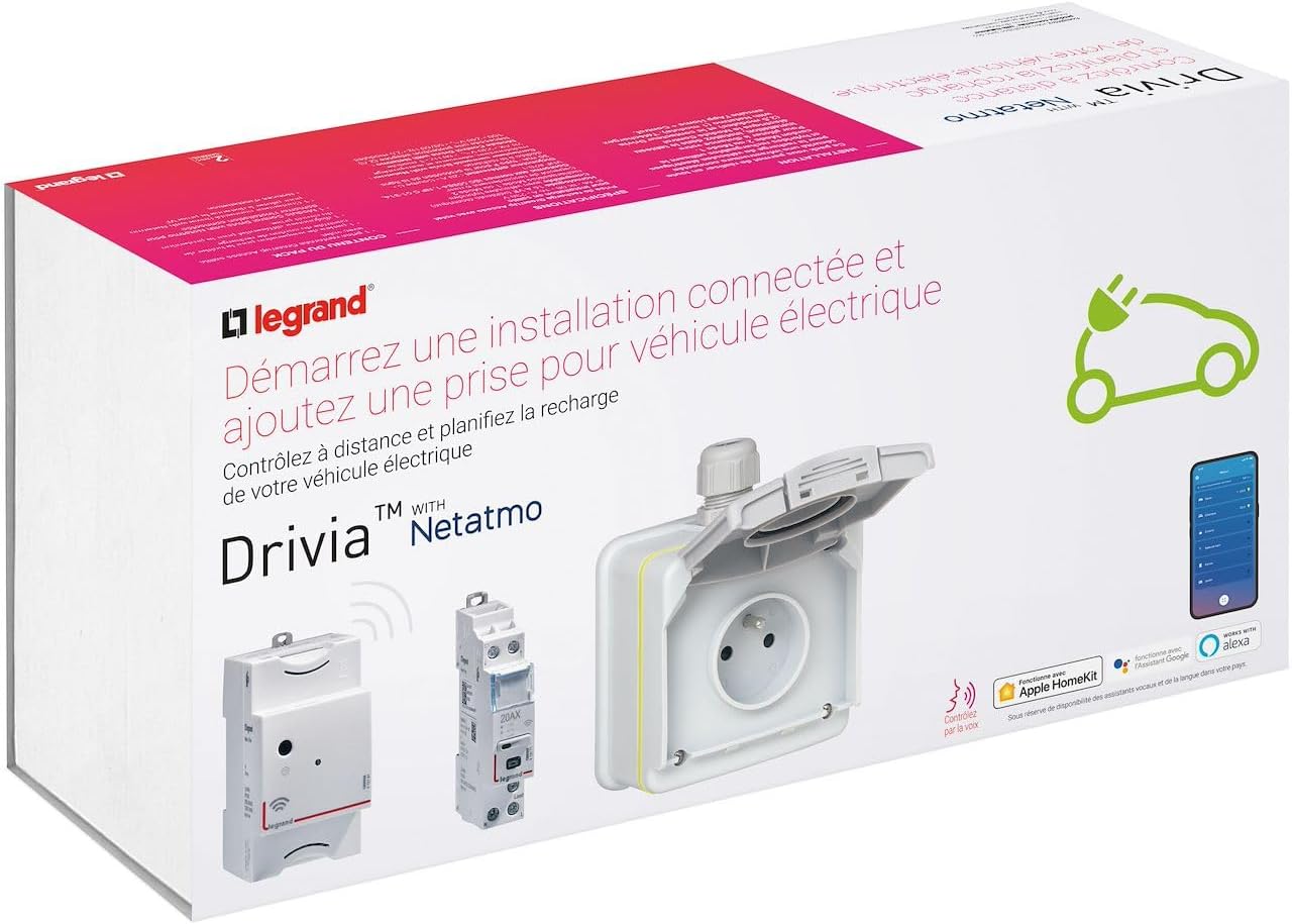 Legrand Green'up Access vernetztes Lade-Steckdosen-Set für Elektrofahrzeuge, 16 A/230 V, IP66, IK08, Typ-F-FI, App- und Sprachsteuerung