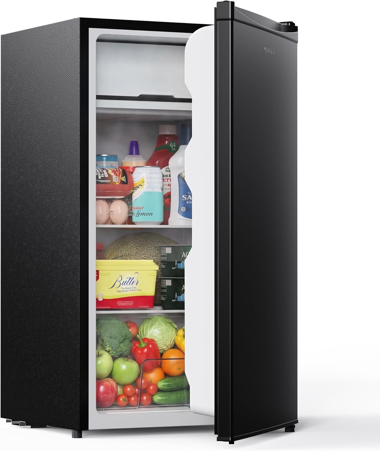 Upstreman 3.2 Cu. Ft Mini Fridge with Freezer, Schwarz-BR321