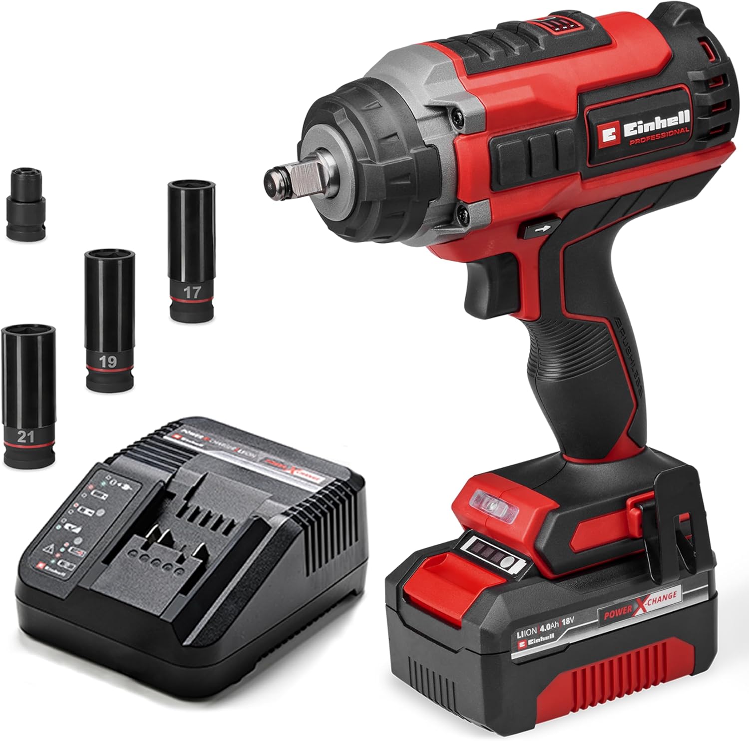 Einhell Professional Akku-Schlagschrauber IMPAXXO 18/450 (1 × 4,0Ah) Power, LED-Beleuchtung, 450 Nm, 4 Ah Akku