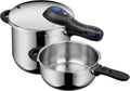 WMF Perfect Plus One Pot Schnellkochtopf Set Induktion 2-teilig, Cromargan Edelstahl poliert, Dampfkochtopf 6,5l + 3l großes Kochsignal