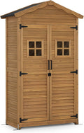 M MCombo Gartenschrank Gartenhaus Holz Wetterfest, 57 × 109 × 180 cm, 1152 (Natur), Geräteschuppen mit 2 Bewegliche Regale, wetterbeständig