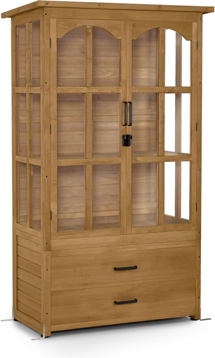 M MCombo Gartenschrank Gartenhaus Holz Wetterfest, 58 × 107 × 180 cm, einer Tragfähigkeit von 15 kg, Stauraum, 1155 (Natur), verstellbar