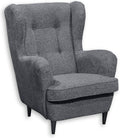 OSKAR Ohrensessel mit geknöpfter Polsterung, 78 × 102 × 98 cm (B/H/T), Vintage Wohnzimmer Sessel mit Massivholz Füßen
