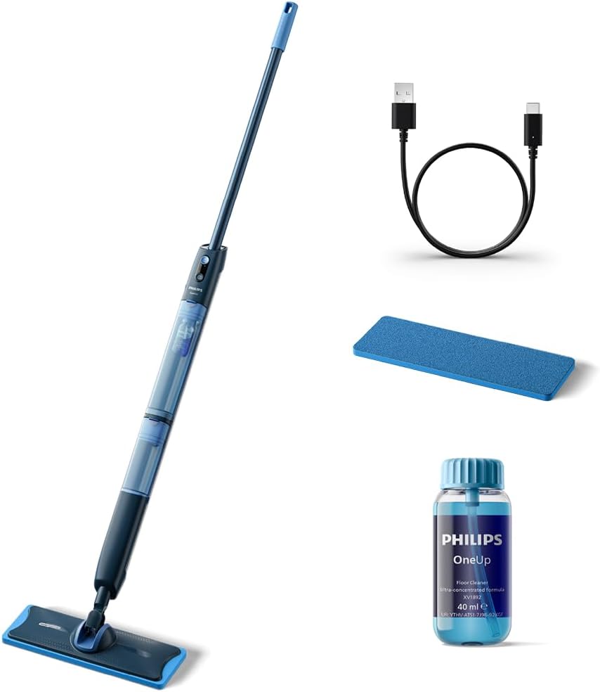 Philips OneUp 5000 Serie Elektrischer Wischmopp, 2X sauberere Böden², 2X schnelleres Wischen, Kabellos mit 360 Drehgelenk (XV5113/01)