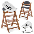 hauck Alpha+ Hochstuhl Newborn Set mit Bouncer, Mitwachsender Holz Kinderhochstuhl ab Geburt bis 90 kg, verstellbar