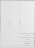 FORTE Jupiter Schrank, 145 cm breit x 60 cm tief x 200 cm hoch, Stauraum, 3-türig, 3 Schubladen und Einlegeböden