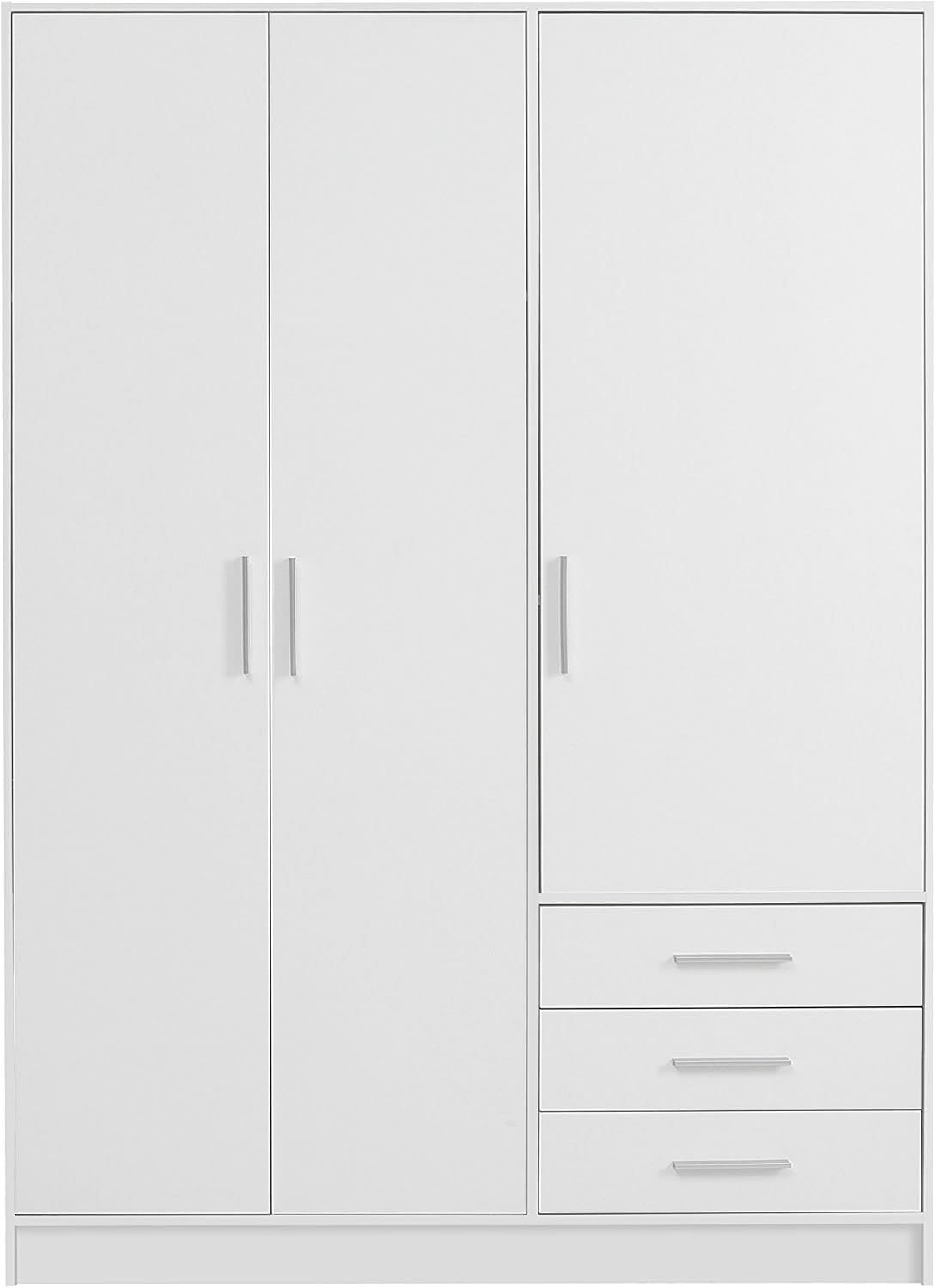 FORTE Jupiter Schrank, 145 cm breit x 60 cm tief x 200 cm hoch, Stauraum, 3-türig, 3 Schubladen und Einlegeböden