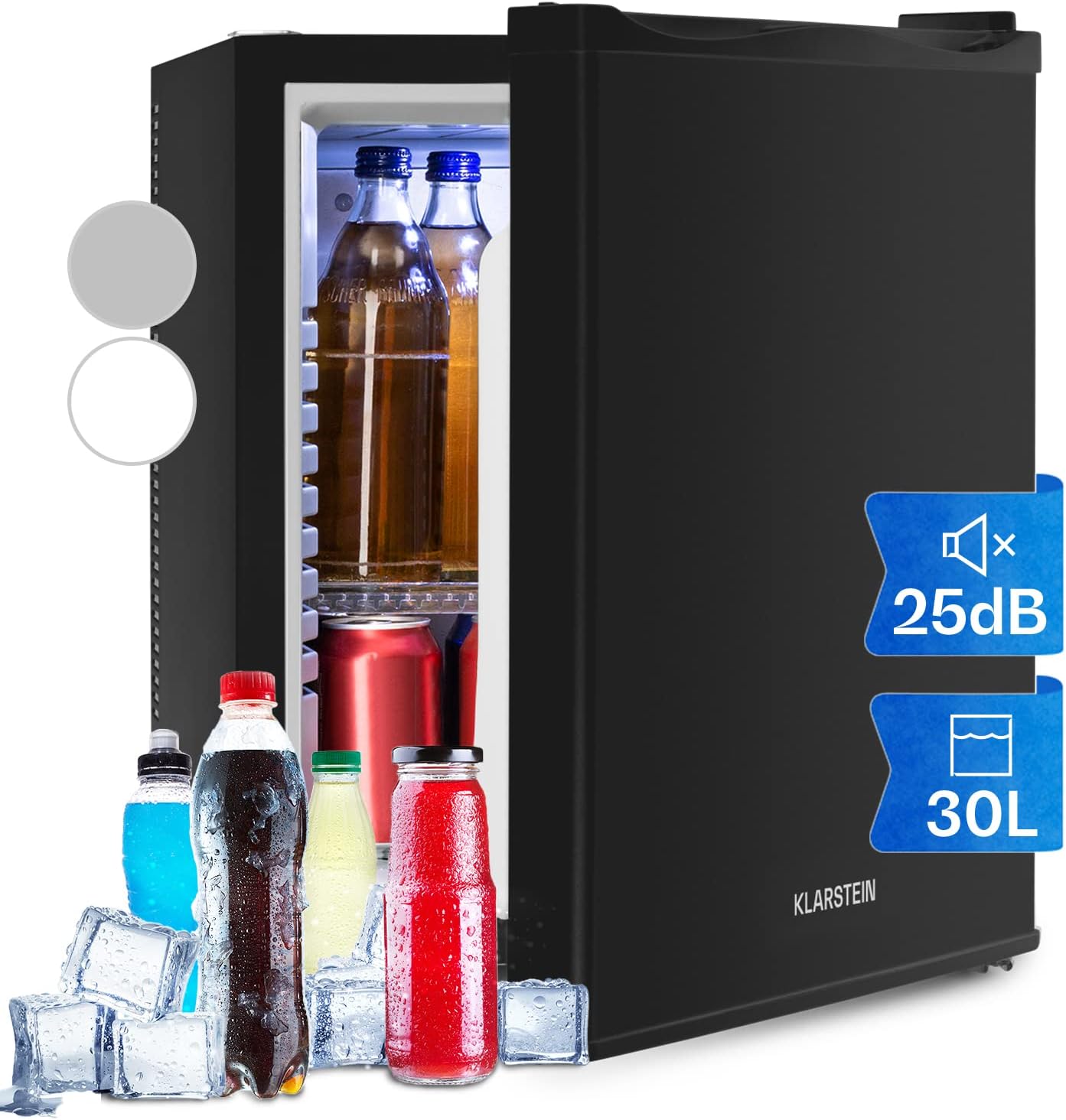 Klarstein Mini Kühlschrank, 30L Mini-Kühlschrank für Getränke & Kosmetik, Kühlschrank Klein & Leise, Verstellbare Ablagen