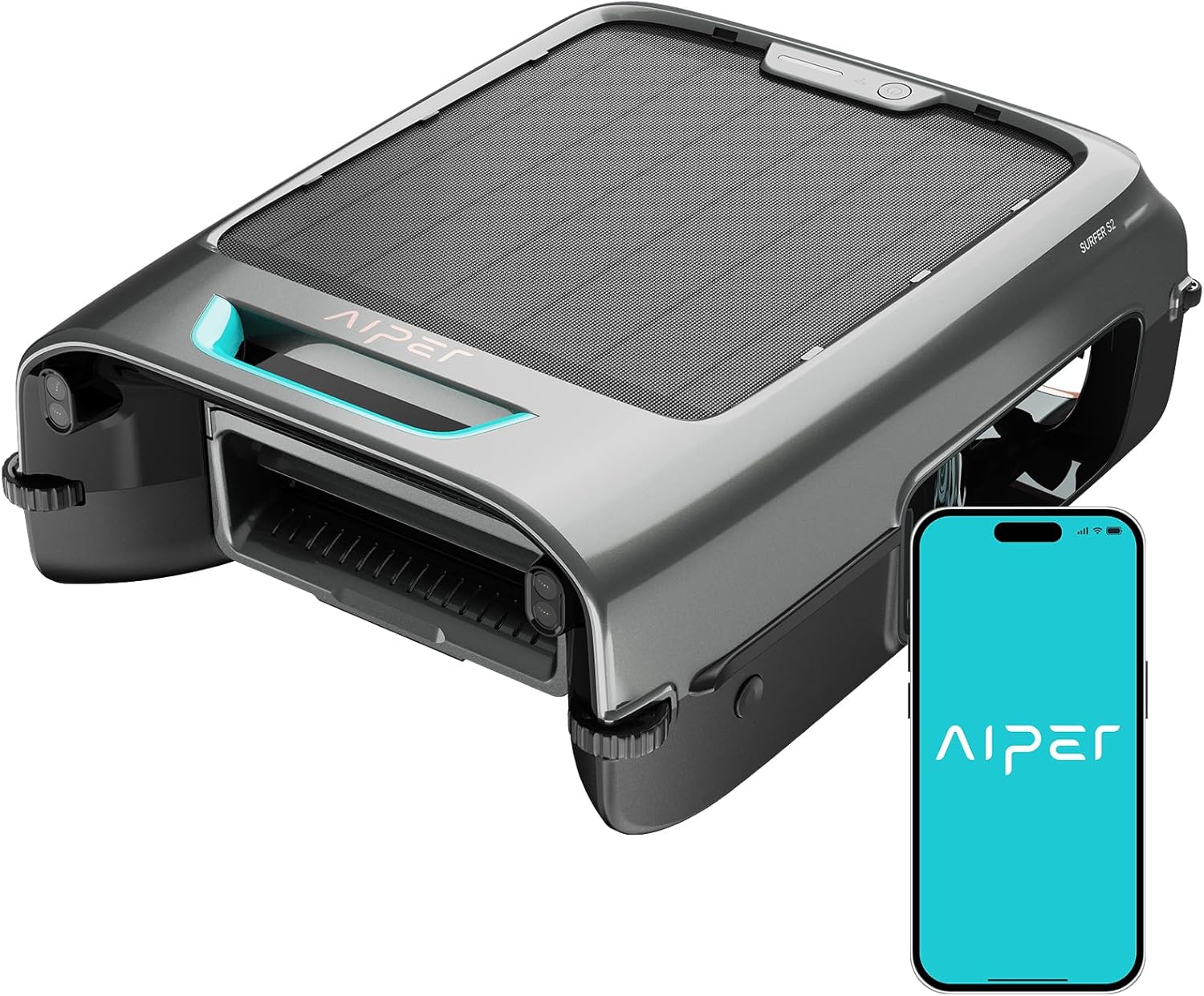 AIPER EcoSurfer S2 Solar-Poolskimmer mit Akku und App, 24/7 Oberflächenreinigung, bis 35 Std., 150-µm-Filter, Hinderniserkennung