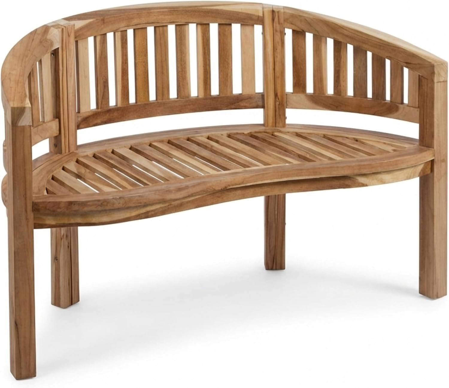 SAM 2-Sitzer Bananenbank Banana, 120 cm Sitzbank, 120 cm Sitzbank, Teak-Holz, Massive Holzbank, Platz für bis zu 2 Personen
