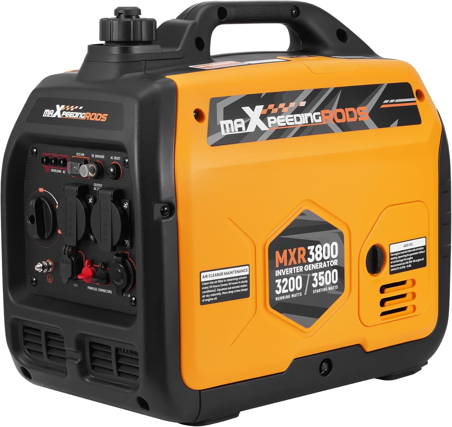 maXpeedingrods 3500 W Inverter Stromerzeuger Kühlschrank, Inverter, ECO-Modus mit 2 × 230V, 2x USB, 1 × 12V DC Steckdosen für RV Camping Festivals