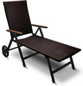 Generisch Aluminium Polyrattan Rollliege Relaxliege 120 kg belastbar Sonnenliege, verstellbar