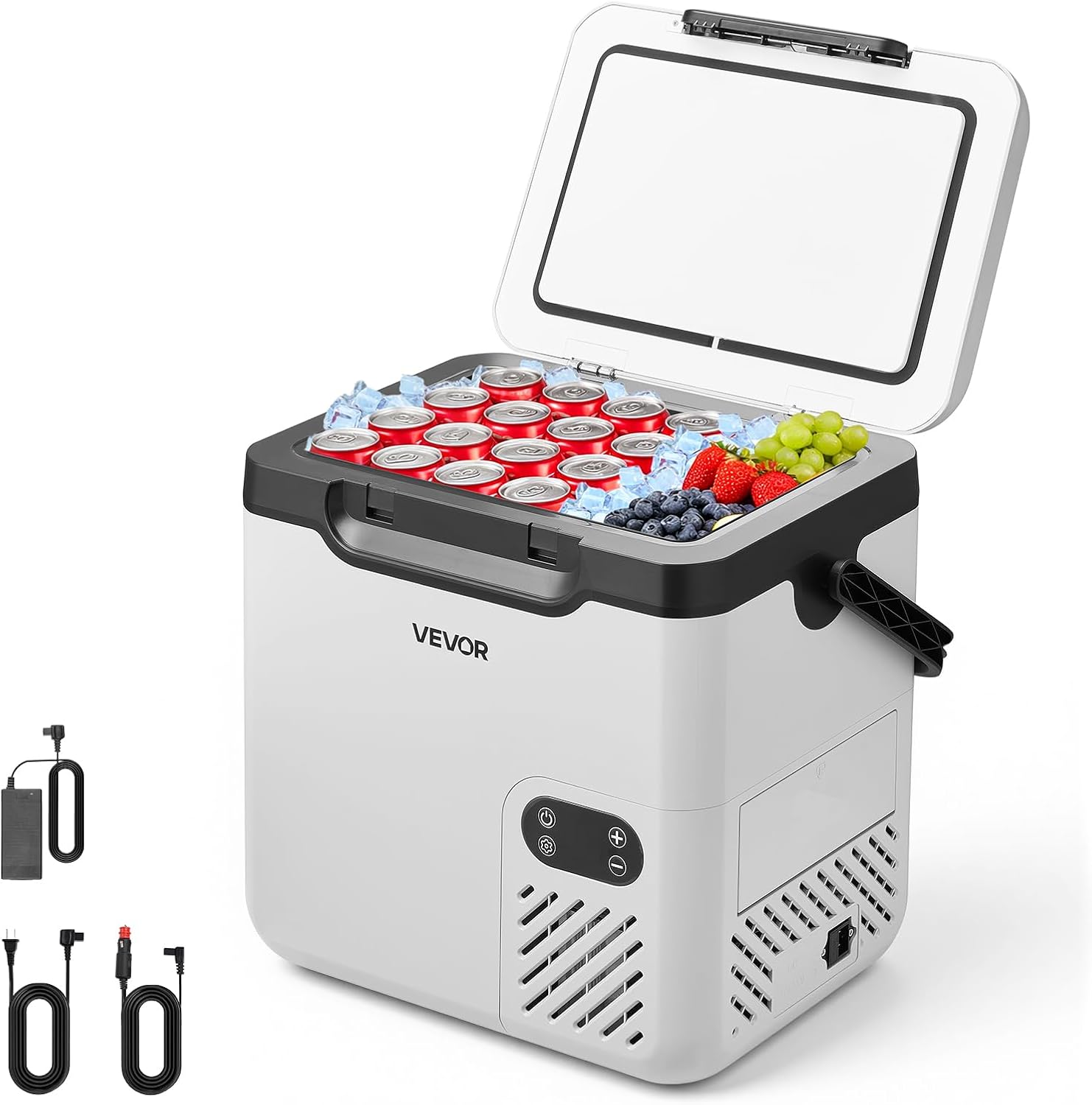 VEVOR Kompressor-Kühlbox für Auto, Wohnmobil und Camping, 18 l, −20 bis 20 C, 12/24 V DC und 100–240 V AC, Batterieschutz