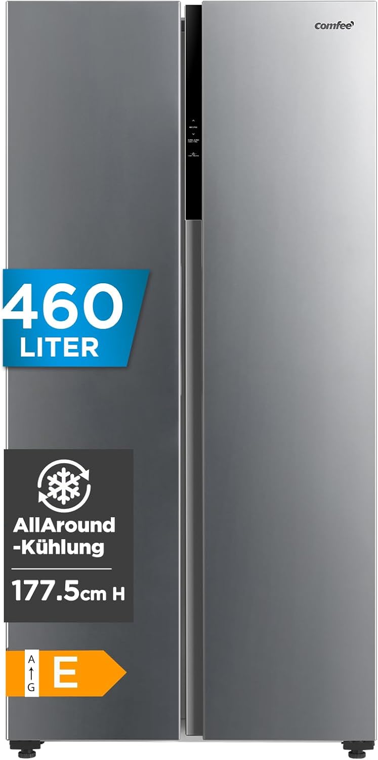 Comfee' RCS609IX2 Side-by-Side, NoFrost, Inverter, Display, Stauraum, Schnellkühlen
