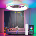RGB Deckenventilator, 60 W LED Deckenventilator mit Licht Dimmbar für Schlafzimmer, 50 cm, den Maßen D50*14 cm (DxH), App-Steuerung, Timer, 6 Gang